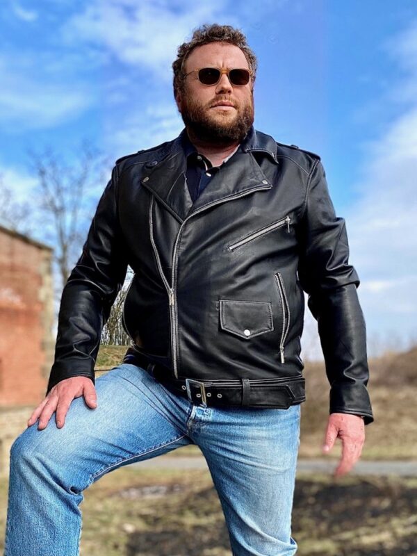 Cobalt Leather Biker Jacket - Image 2
