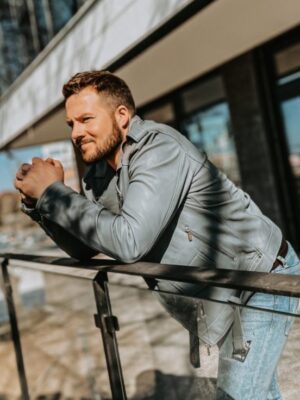 Cobalt Leather Biker Jacket