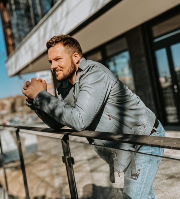 Cobalt Leather Biker Jacket