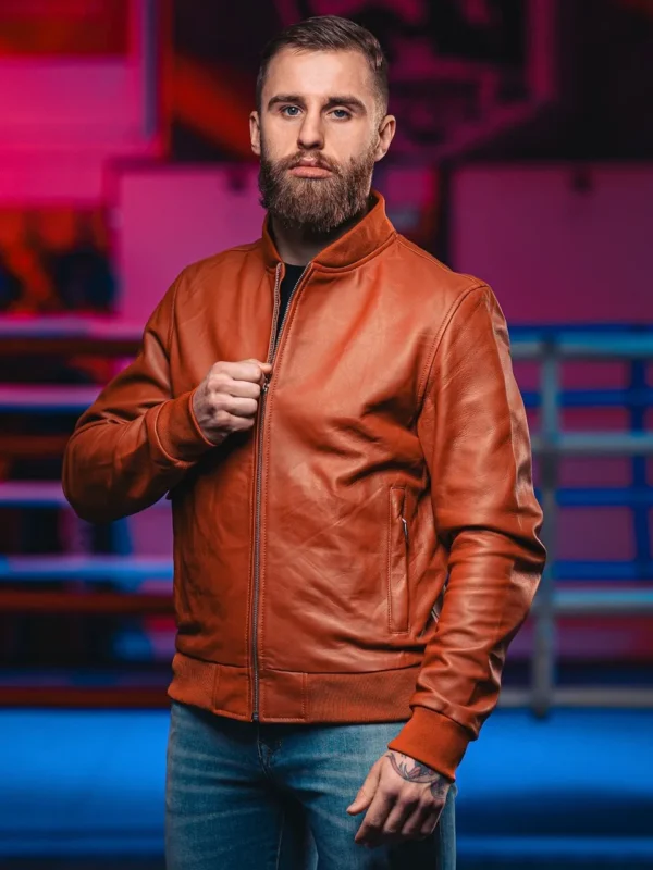 Vortex Leather Bomber Jacket - Image 2