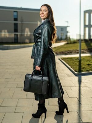 Seraphina – Leather Coat with Belt