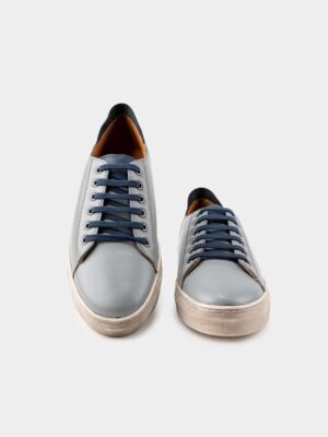 Bergamo Gray – Gray-Blue Leather Sneakers