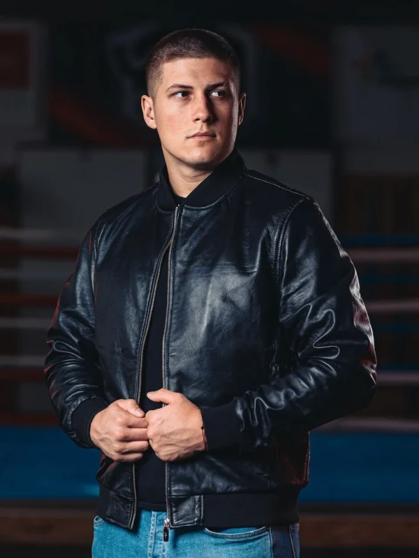 Vortex Leather Bomber Jacket - Image 4