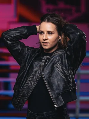 Emily Leather Bomber Jacket