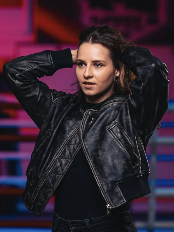 Emily Leather Bomber Jacket